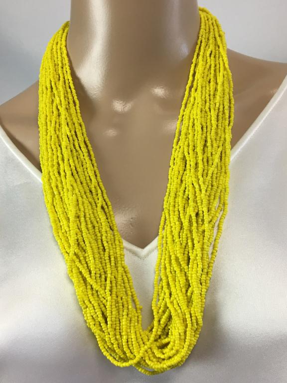VTG MULTI-STRAND YELLOW BEADED NECKLACE 14" (1 of 4)