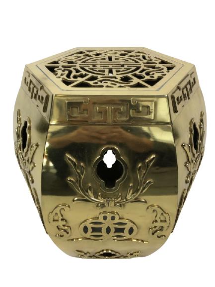 CHINOISERIE ASIAN MOTIFF BRASS GARDEN STOOL 17" (1 of 5)