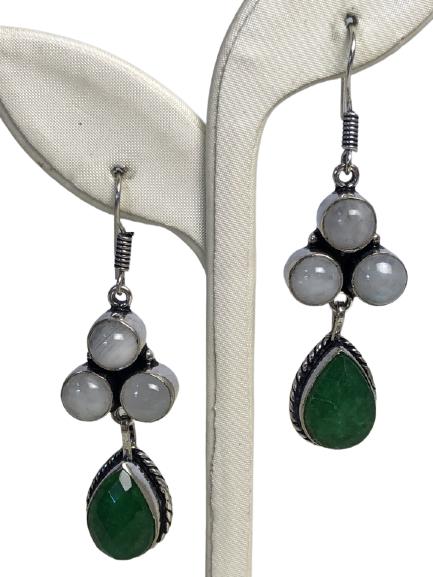 VTG STERLING SILVER GEMSTONE DANGLE EARRINGS (1 of 7)
