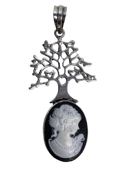 VTG STERLING SILVER PIERCED CAMEO NECKLACE PENDANT (1 of 5)