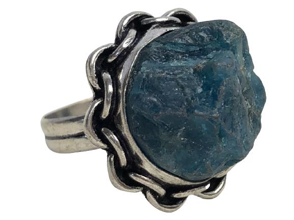 VTG STERLING SILVER & RAW APATITE RING SZ 8.5 (1 of 6)