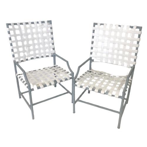 VTG GRAY PATIO CHAIRS WITH WHITE STRAPS (1 of 6)