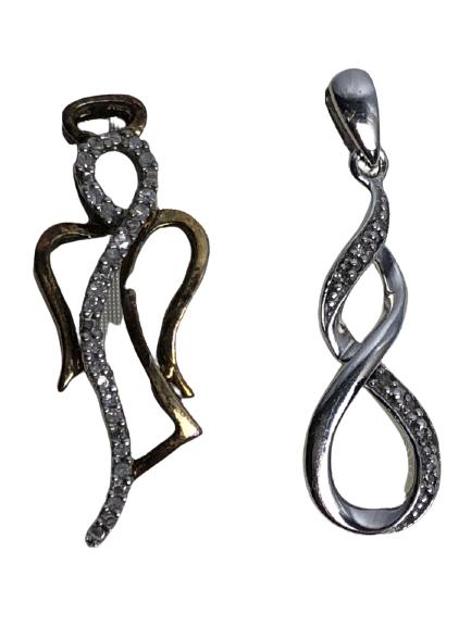 2 VTG STERLING SILVER & DIAMOND NECKLACE PENDANTS (1 of 6)
