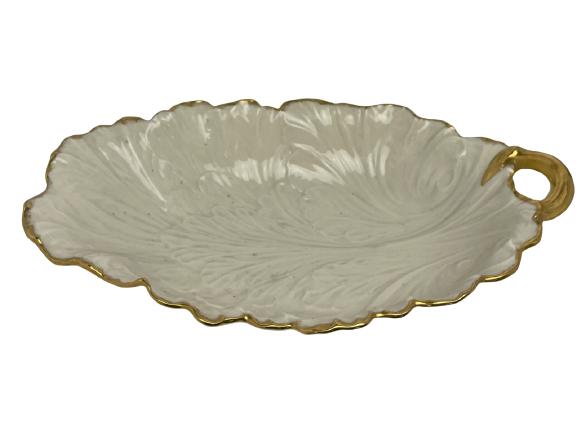 VINTAGE LENOX FINE CHINA CREAM GOLD LEAF DISH 13" (1 of 5)