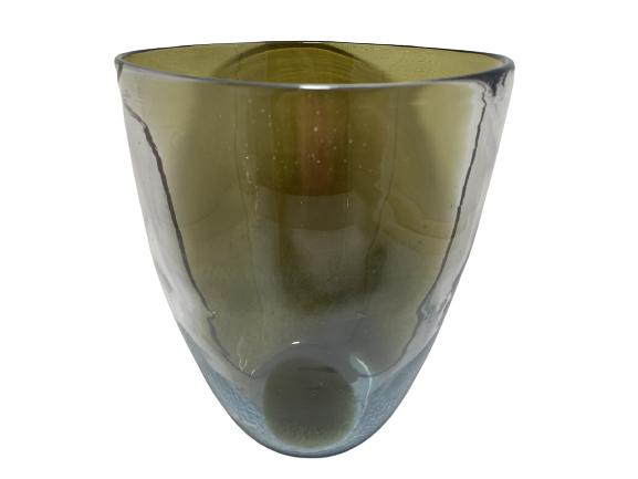 CLEAR GLASS DUAL TONE COLORED VASE: CLEAR GLASS DUAL TONE COLORED VASE