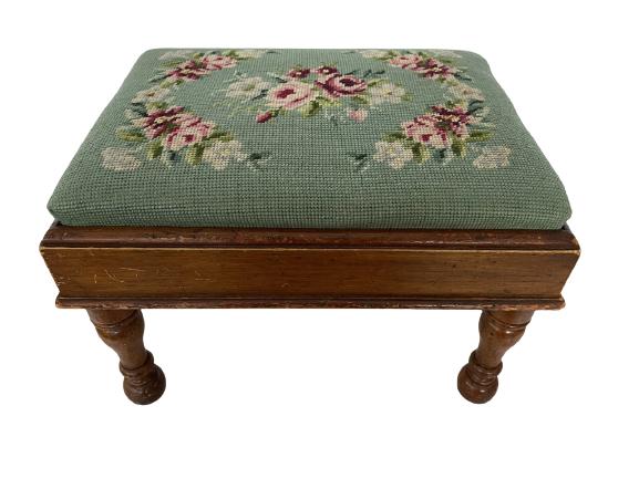VINTAGE EMBROIDERED FOOT STOOL (1 of 3)