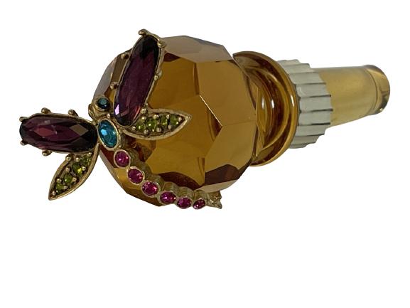 JAY STRONGWATER DRAGON FLY WINE STOPPER: JAY STRONGWATER DRAGON FLY WINE STOPPER -4 1/2" L-VERY GOOD CONDITION