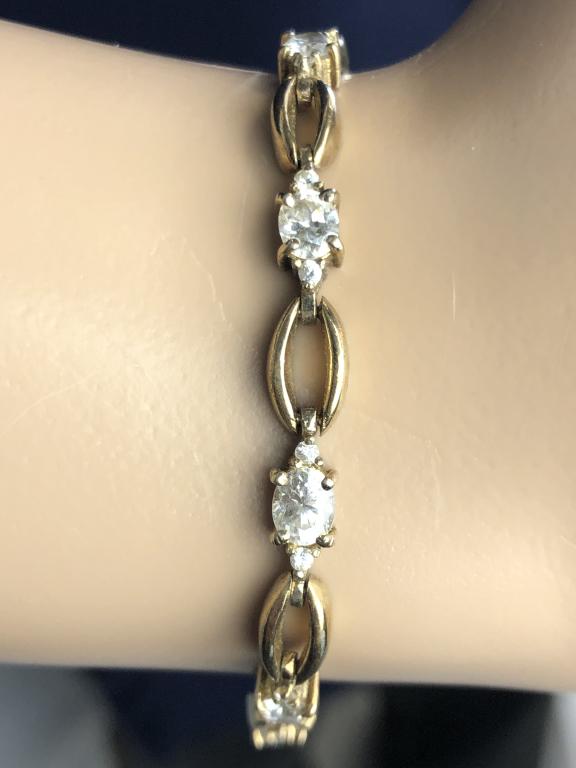 VTG GOLD WASH STERLING SILVER CHAIN LINK BRACELET (1 of 6)