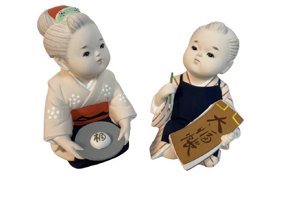 PAIR OF ASIAN HANDPAINTED BISQUE STUDENTS (1 of 4)