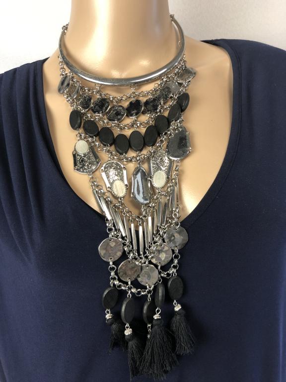 VTG CHICO'S ELEGANT COLLAR-STYLE TASSLE NECKLACE (1 of 4)