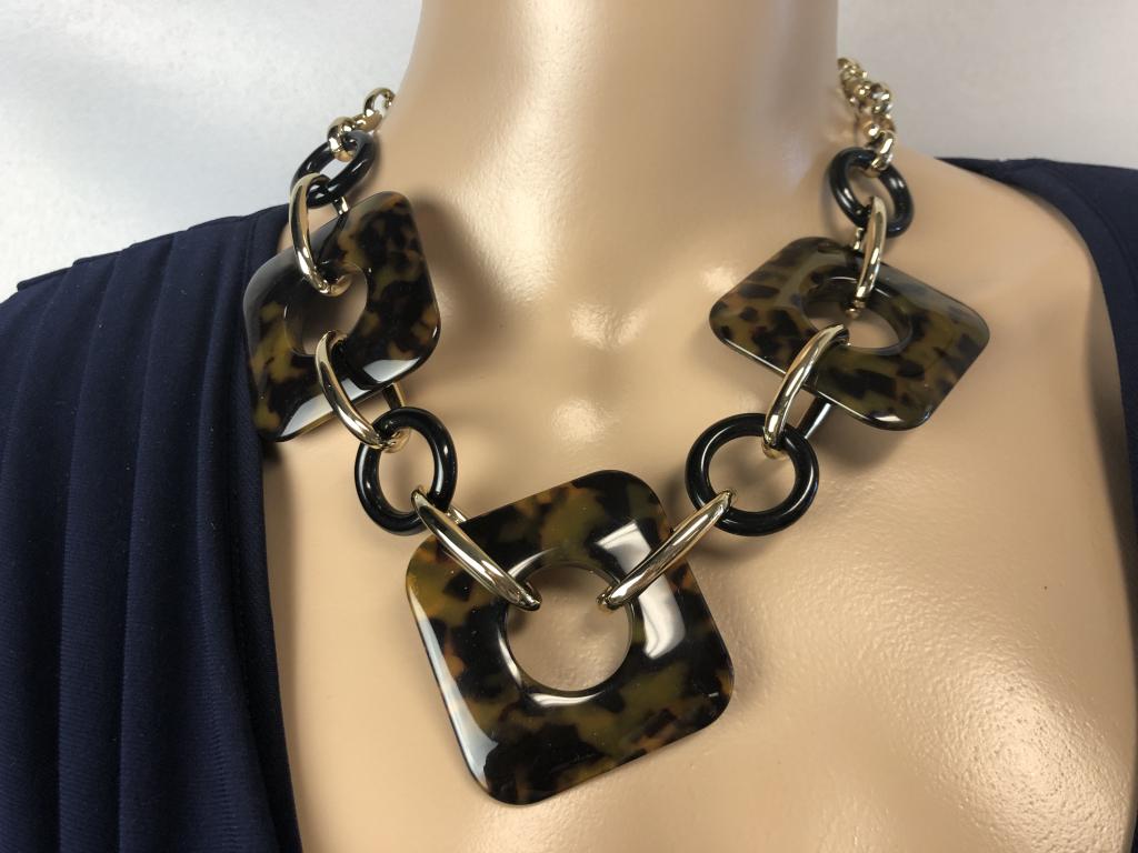 VTG CHICO'S CHUNKY TORTOISE CHAIN LINK NECKLACE (1 of 5)