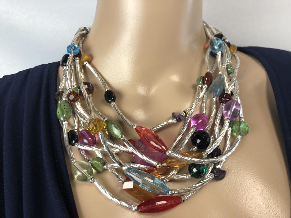 VTG DELL'OLIA MULTI-STRAND MULTICOLORED NECKLACE (1 of 5)