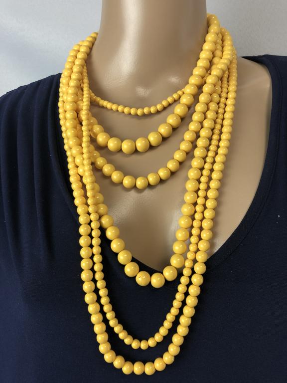 VTG R. J. GRAZIANO YELLOW BEADED NECKLACE (1 of 5)
