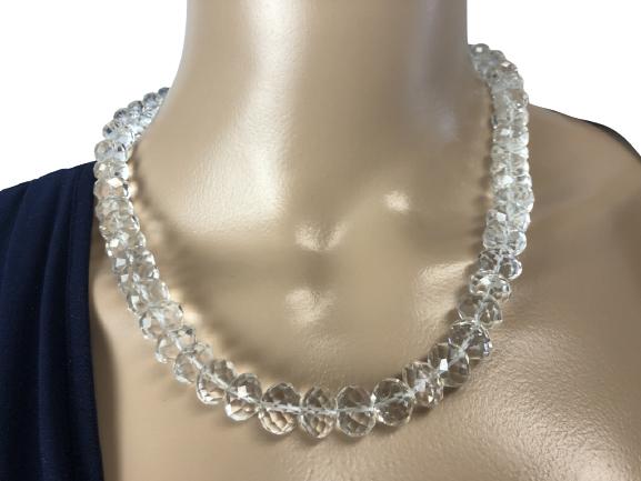 VTG SINGLE STRAND NECKLACE W/ CLEAR FACETED BEADS (1 of 3)