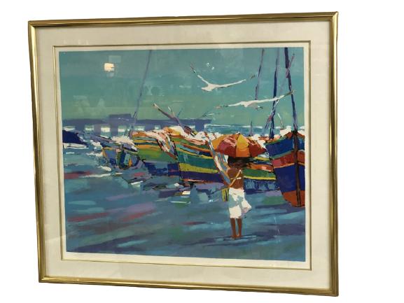 MANNER OF SIMBARI SAILBOAT PRINT 48" (1 of 7)