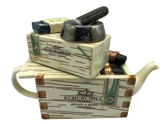 RARE CHURCHILL CUBAN CIGAR TEAPOT BY SWINESIDE (1 of 8)