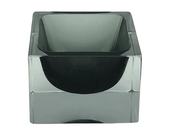 VTG MURANO SMOKE GREY AND CLEAR ART GLASS 3" (1 of 5)