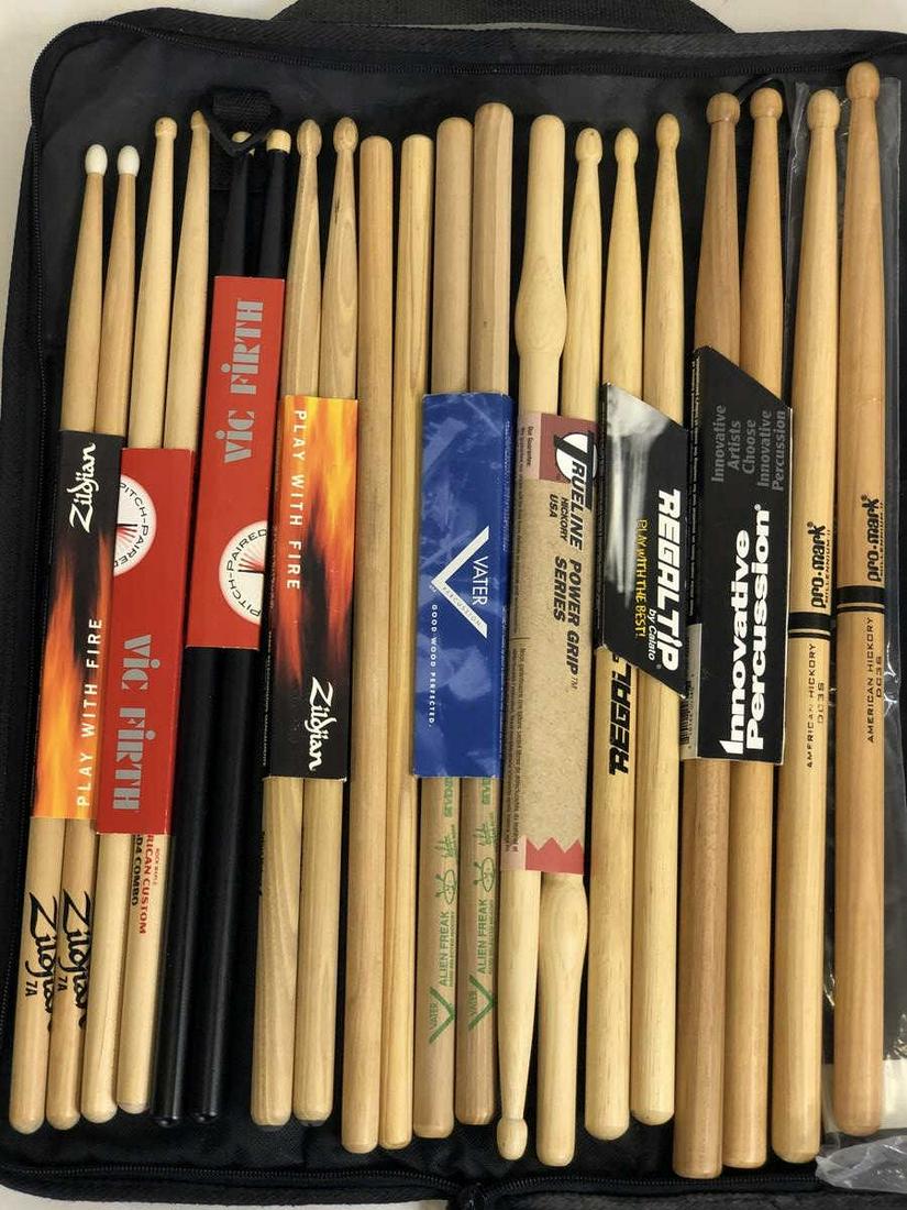 10 PAIRS OF NEW DRUMSTICKS AND GIG STAGE BAG (1 of 3)