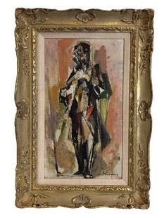 WILLIAM MEYEROWITZ "MUSICIAN" PAINTING FRAMED 25": WILLIAM MEYEROWITZ "MUSICIAN" OIL PAINTING FRAMED ART-25" X 16"-VERY GOOD VINTAGE CONDITION, SEE PHOTOS