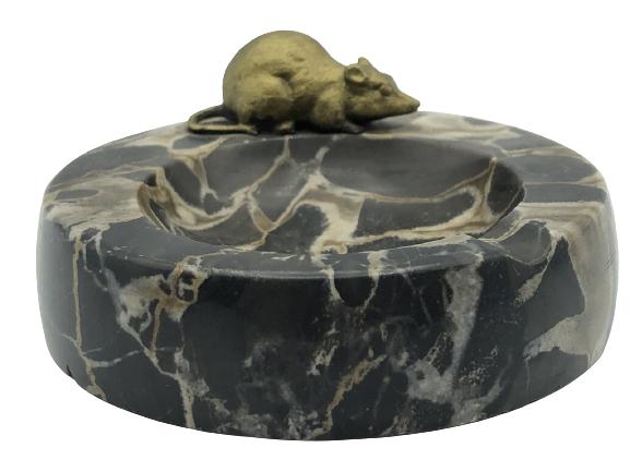 VTG ALABASTER MARBLE & BRASS MOUSE ASHTRAY 3" (1 of 6)