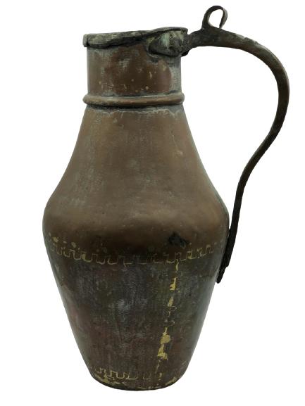 ANTIQUE COPPER WATERING JUG W GREEK KEY DESIGN 15" (1 of 5)