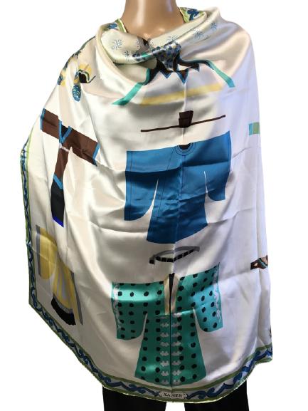 VINTAGE XAVIER JAPANESE STYLE SILK SCARF (1 of 4)