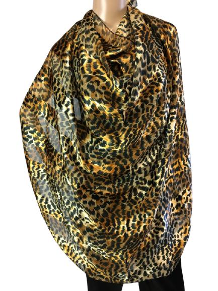 VTG LARGE STRIPED CHEETAH PRINT SILK SCARF (1 of 2)