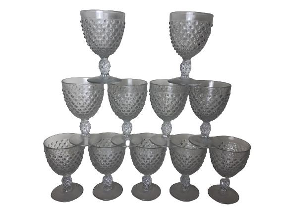 11 VINTAGE HOBNAIL GLASS DRINKING GOBLETS 6" (1 of 4)