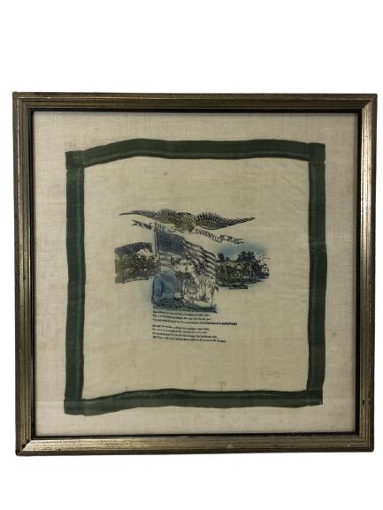 ANTIQUE WWI SWEETHEART SILK HANDKERCHIEF FRAME 20" (1 of 7)