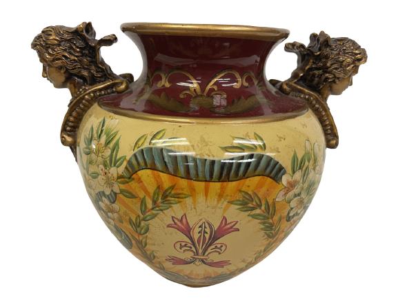 VERSACE INSPIRED PORCELAIN HAND PAINTED VASE 11"T: VERSACE INSPIRED PORCELAIN HAND PAINTED VASE -VERY GOOD CONDITION -11" X 13 1/2"