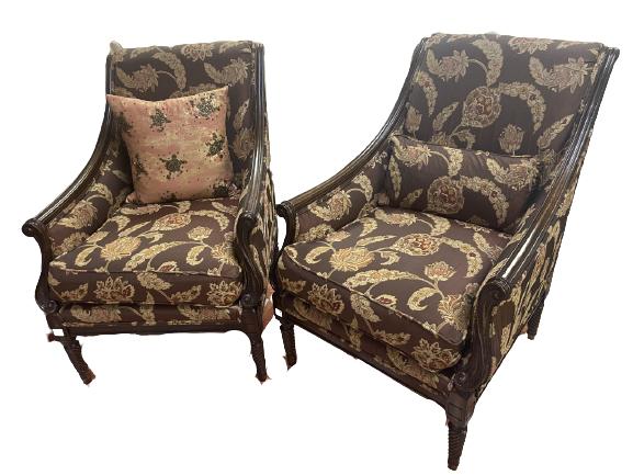 ROBERT ALLEN DESIGN GROUP BROWN PAISLEY CHAIRS (1 of 1)