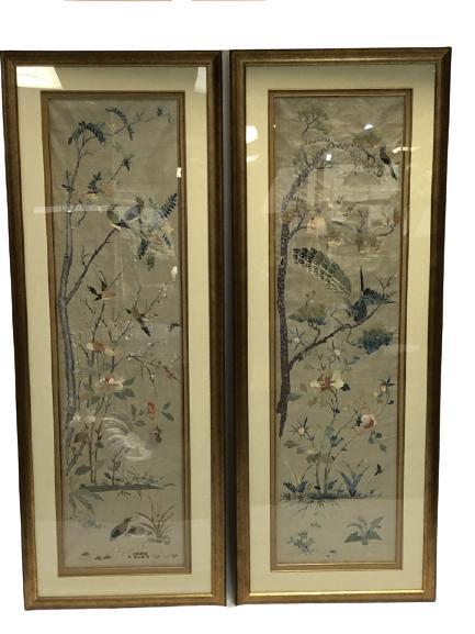 ORIENTAL ANTIQUES SILK TAPESTRY WALL HANGINGS 61" (1 of 9)