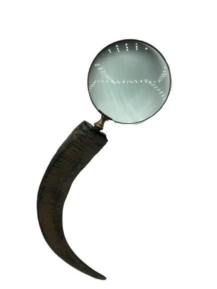 ANTIQUE GENUINE HORN HANDLE MAGNIFYING GLASS 17" (1 of 6)