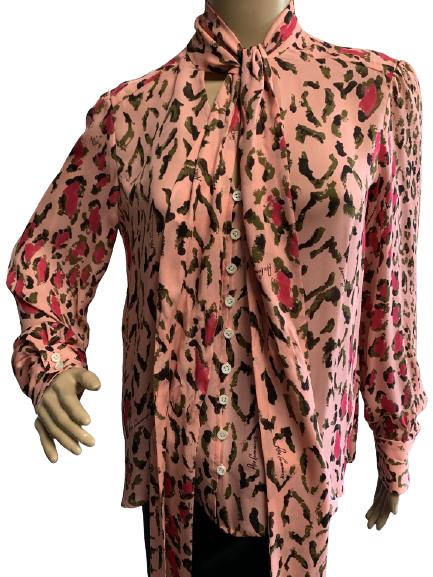 VTG CAROLINA HERRERA  LEOPARD PRINT BLOUSE SZ 6 (1 of 4)