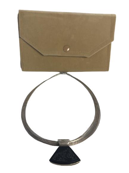 VTG STERLING ETCHED PENDANT ON CORD 8" (1 of 6)