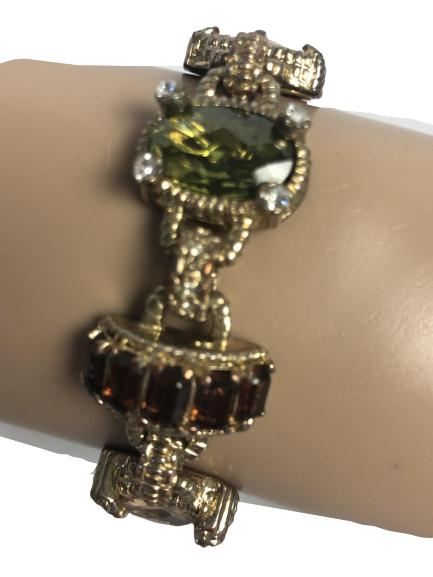 VINTAGE CHUNKY GOLD & STONE BRACELET 7" (1 of 5)