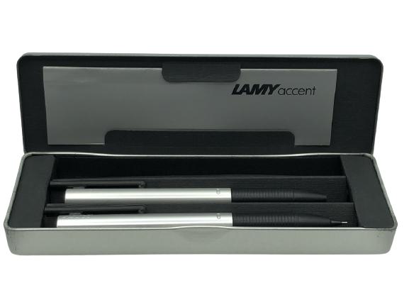 LAMY ROLLER PEN AND MECHANICAL PENCIL IN BOX: LAMY BRUSHED ALUMINIUM ROLLER PEN AND MECHANICAL PENCIL IN BOX COLLECTIBLE COLLECTOR FOUNTAIN PENS WRITING INSTRUMENT WRITER LAWYER EXECUTIVE AUTHOR POET DRAFTING CALLIGRAPHY LUXURY MENS ACCESSORIES H