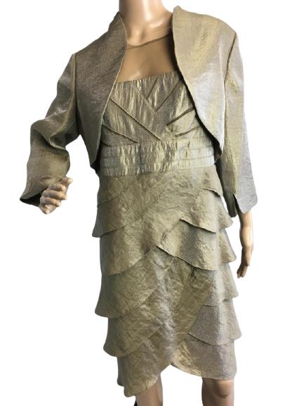 VTG NITELINE GOLD LAYERED DRESS W/ JACKET SZ 12P (1 of 10)