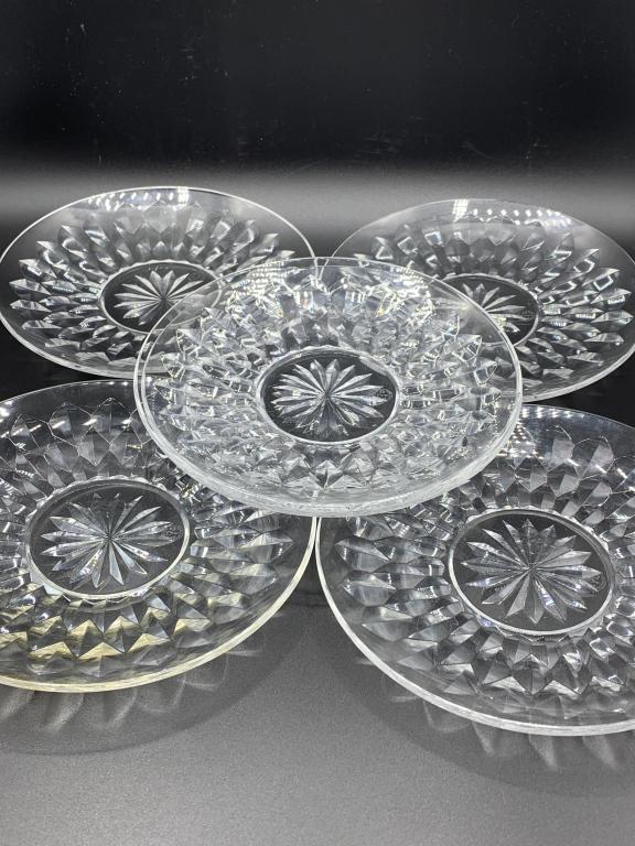 6 VINTAGE BACCARAT CRYSTAL CLEAR CUT PLATES 7.5" (1 of 7)