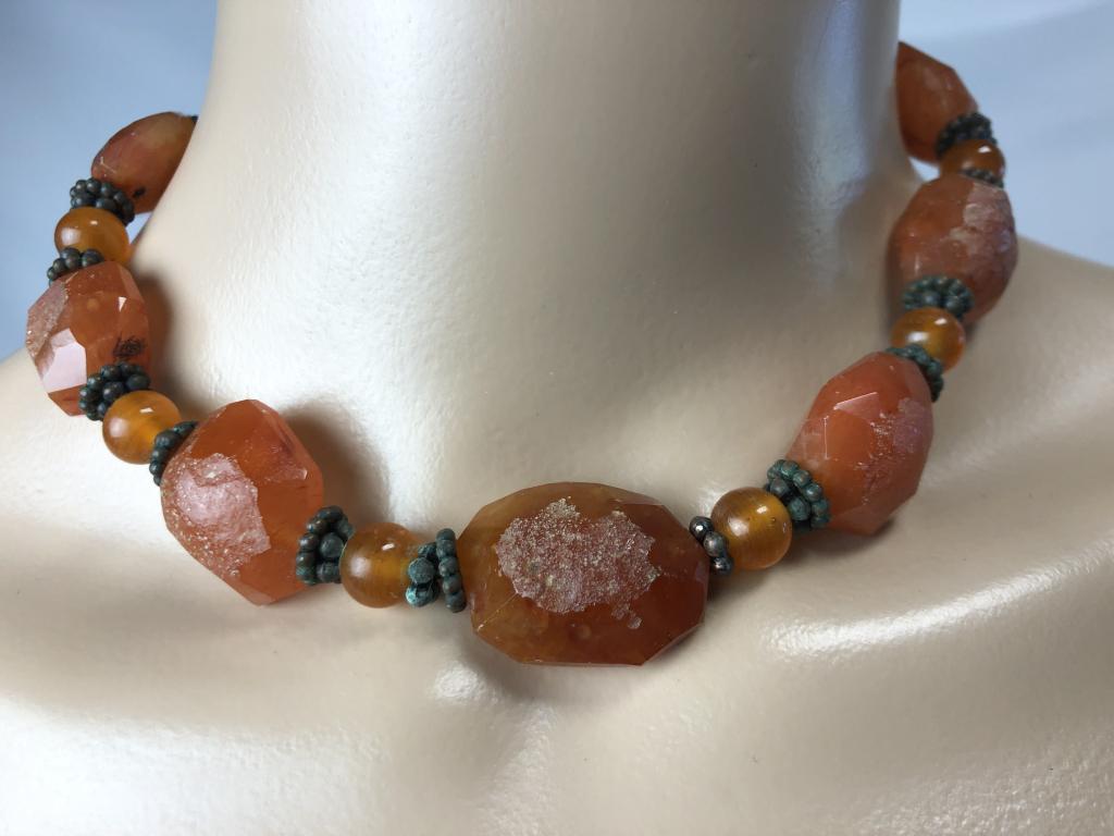 VTG UNPOLISHED AMBER BEADED CHOKER 7.5" (1 of 5)