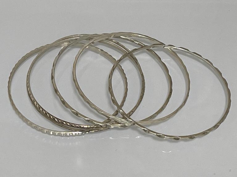 LOT OF 5 STERLING SILVER 925 BANGLE BRACELETS (1 of 3)
