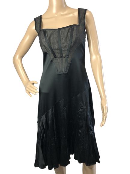 JUST CAVALLI (ROBERTO) BLACK CRINKLE FLIRT DRESS S (1 of 4)