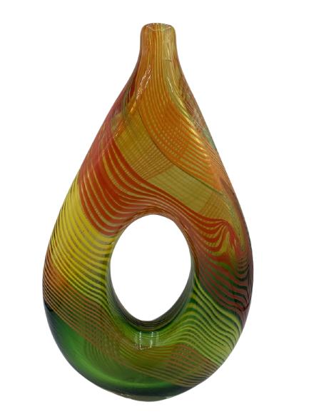MID CENTURY MURANO RIBBON ART GLASE VASE 14.5" (1 of 8)