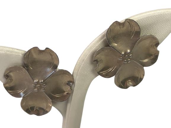 VTG STERLING FOUR-LEAF CLOVER SCREW BACK EARRINGS (1 of 4)