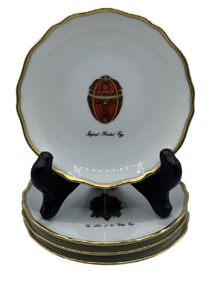 4 VINTAGE FRENCH ANTIQUE FABERGE EGG PLATES 4" (1 of 10)