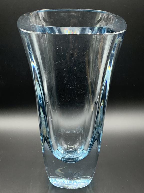 MID CENTURY STROMBERG CRYSTAL ART GLASS VASE 11" (1 of 6)