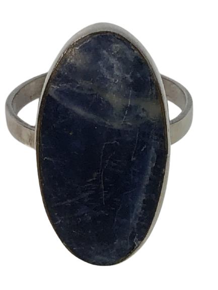VTG STERLING & BLUE AGATE RING SIZE 5.5 (1 of 3)