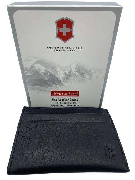 SWISS ARMY BLACK LEATHER ID CARD HOLDER WALLET NIB (1 of 7)