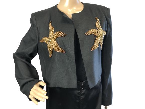 VTG GIVENCHY BLACK BOLERO STYLE JACKET WITH BLING (1 of 4)
