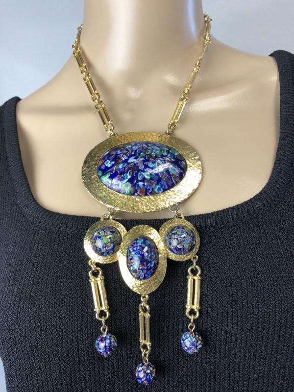 VTG ACCESSOCRAFT NYC GOLD STATEMENT NECKLACE 14" (1 of 7)